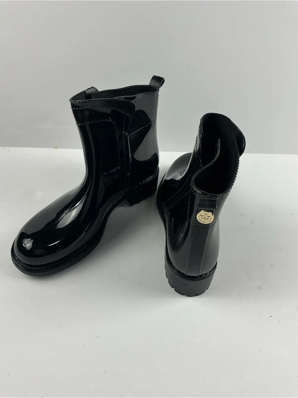 Nicole Miller Glossy Black Women's Rain Ankle Boots